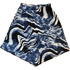 Chico's Knit Midi Skirt Blue Geometric Elastic Waist‎ Women's Size 1
